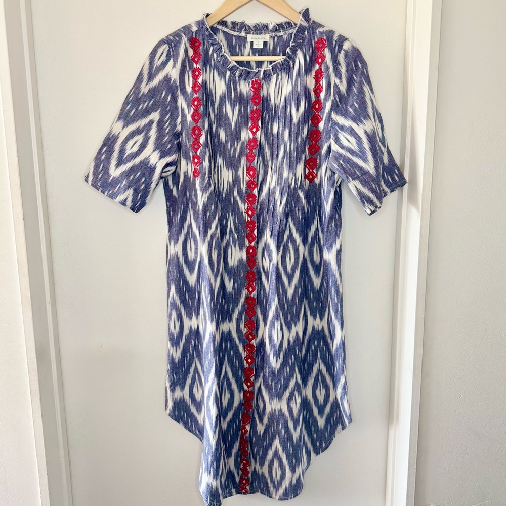 Sundance Isabel Ikat Print Shirt Dress 100% Cotton Yarn Dye Women’s Small NEW